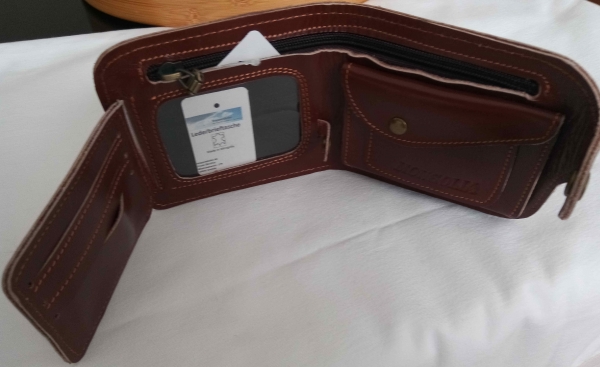 Brieftasche echtes Leder in braun      praktisch, stilbewusst und langlebig   Motiv: Ulziihee (endloser Knoten)